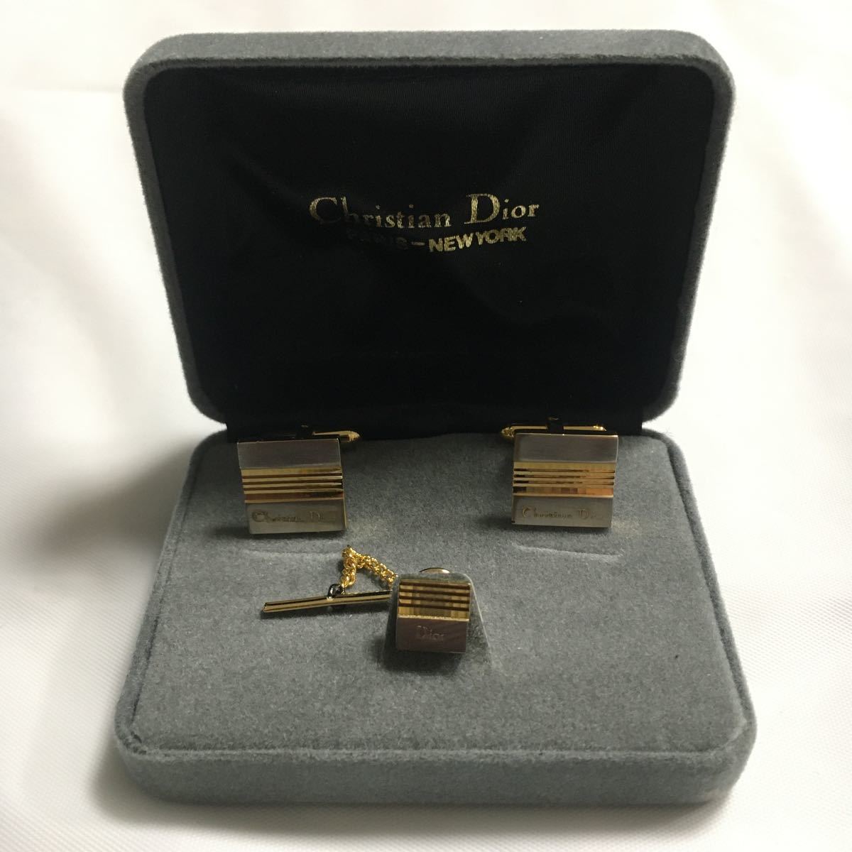  прекрасный товар Christian Dior Christian Dior запонки Thai пинцет Gold серебряный с футляром аксессуары 