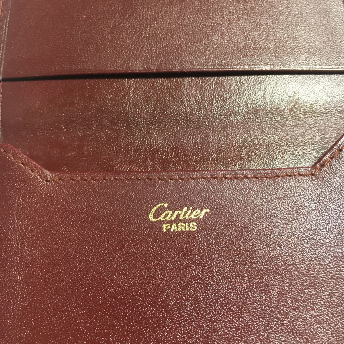 イタリア製 Cartier カルティエ カードケース レザー ボルドー マストライン ゴールド金具 パスケース_画像8