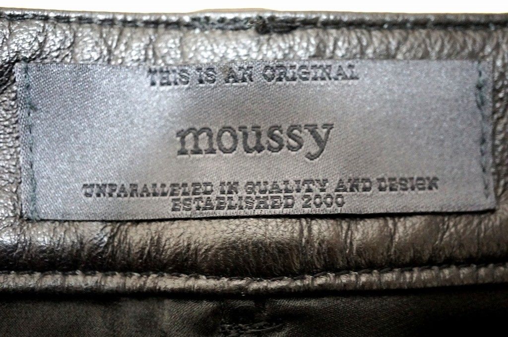 moussy/マウジー/リアルレザー/本革/ラムレザー/羊革/レザーパンツ/革パン/裾ジップ/クロップド丈/1:Sサイズ相当/黒