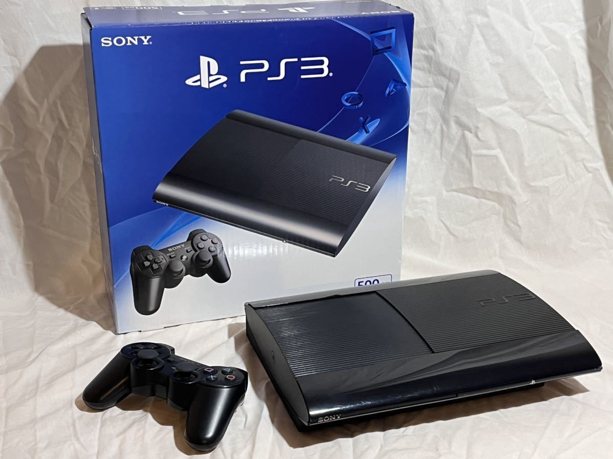  PS3 本体 セット PlayStation3　CECH-4300C ブラック 500GB ゲーム機本体 SONY ソニー　初期化/動作確認済み　箱あり_画像1