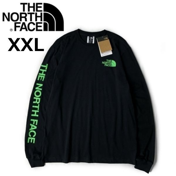 1円～!売切!【正規新品】THE NORTH FACE◆L/S HIT GRAPHIC TEE 長袖 Tシャツ ロンT US限定 2023最新 袖ロゴ 男女兼用(XXL)黒 180902-23_画像2