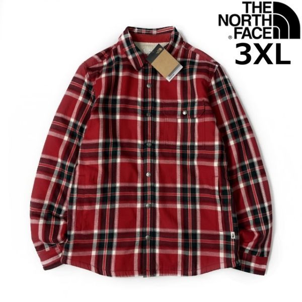 1円～!売切!【正規新品】THE NORTH FACE◆CAMPSHIRE SHIRT シェルパフリースジャケット もこもこ ボア US限定(3XL)赤 チェック柄 181024-55_画像1