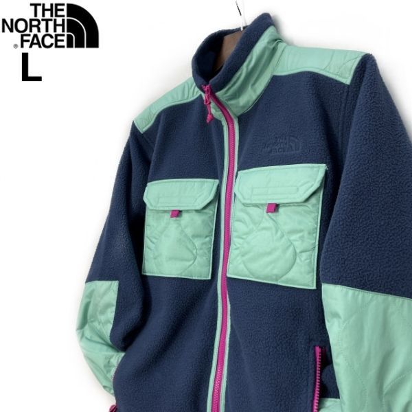 1円～!売切!【正規新品】THE NORTH FACE◆ROYAL ARCH FULL-ZIP JACKET フリース ボア キルティング US限定 肉厚 防寒(L)緑 紺 181024-85_画像2