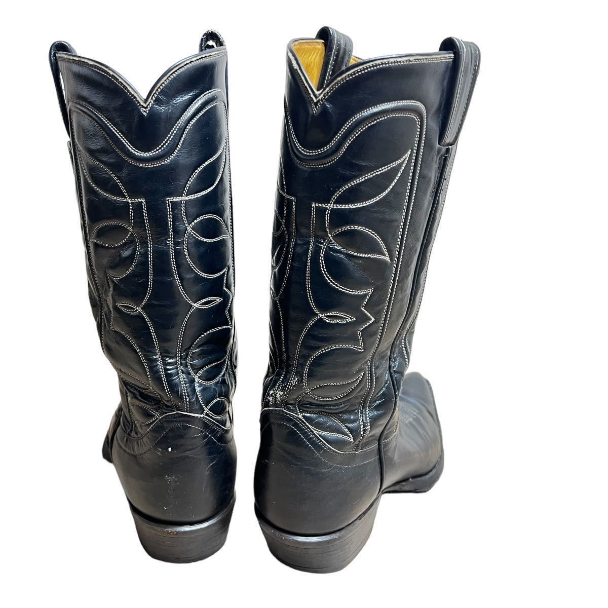  prompt decision *Tony Lama*7 1/2D western boots Tony Lama black black original leather real leather kau Boy boots 