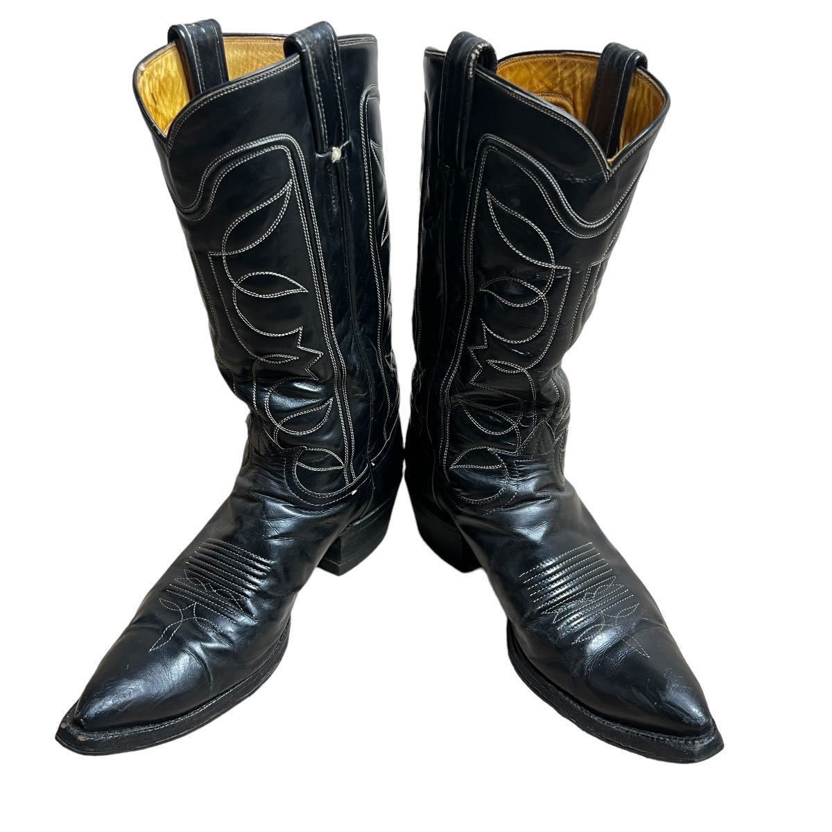  prompt decision *Tony Lama*7 1/2D western boots Tony Lama black black original leather real leather kau Boy boots 