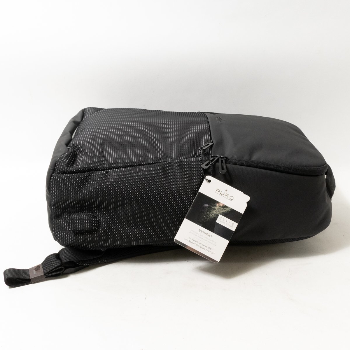 未使用タグ付き PURO プーロ BYNIGHT バックパック ブラック 黒 ナイロン USBポート内蔵 メンズ 収納多数 ビジネスバッグ シンプル bag 鞄_画像3