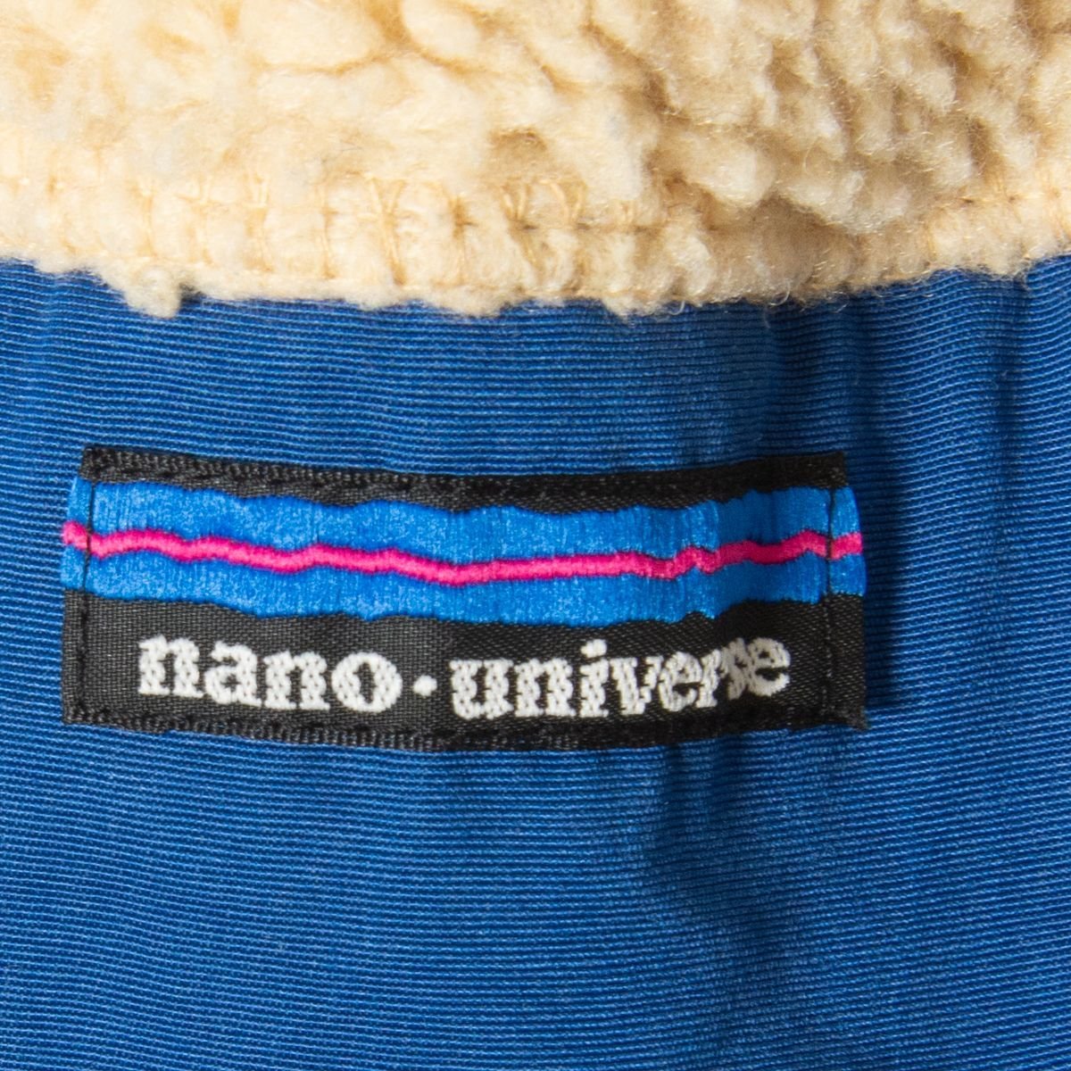 nano universe ナノユニバース サイズM ジャケット ジップアップ フード ライナー付 裏ボア 青/ブルー コットン混 アウトドア 古着 秋冬_画像8