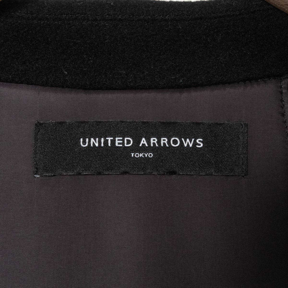 UNITED ARROWS ユナイテッドアローズ ロングコート アウター 上着 羽織 無地 38 ウール ブラック 黒 綺麗め カジュアル シンプル 秋冬の画像2