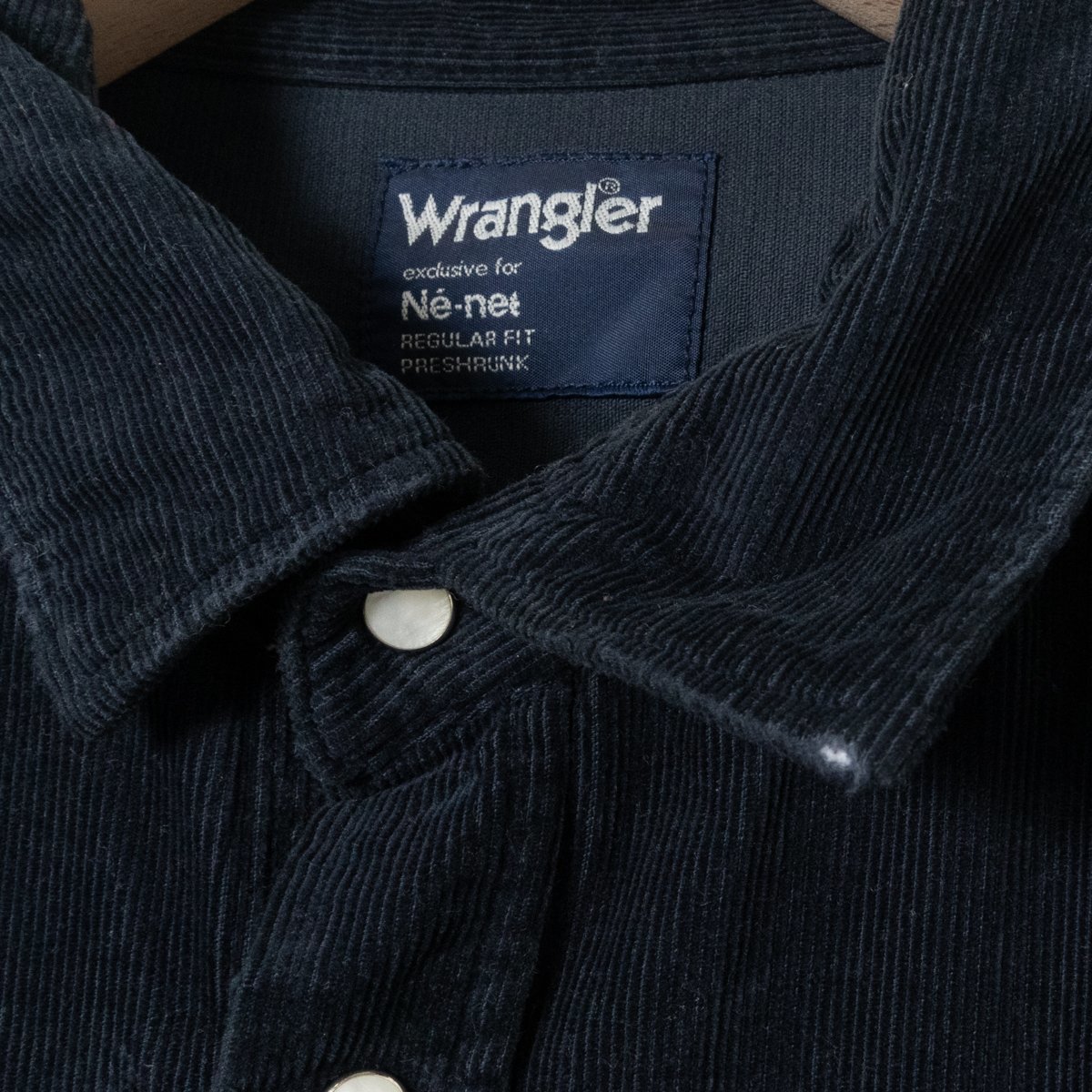 Wrangler ラングラー コーディロイシャツワンピース Ne-net ネネット ダークネイビー スナップボタン カジュアル 膝下 コットン100% 秋冬 M_画像3