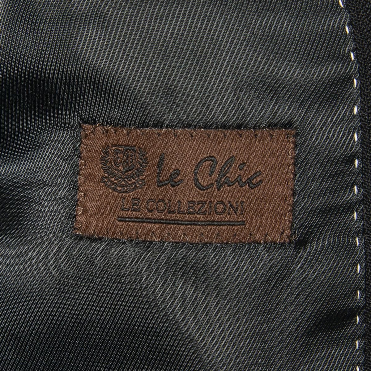 Le Chic ルシック スーツ セットアップ 上下セット サイズ A7 ウール100％ ストライプ 黒/ブラック 総裏 メンズ 古着 フォーマル 紳士_画像7