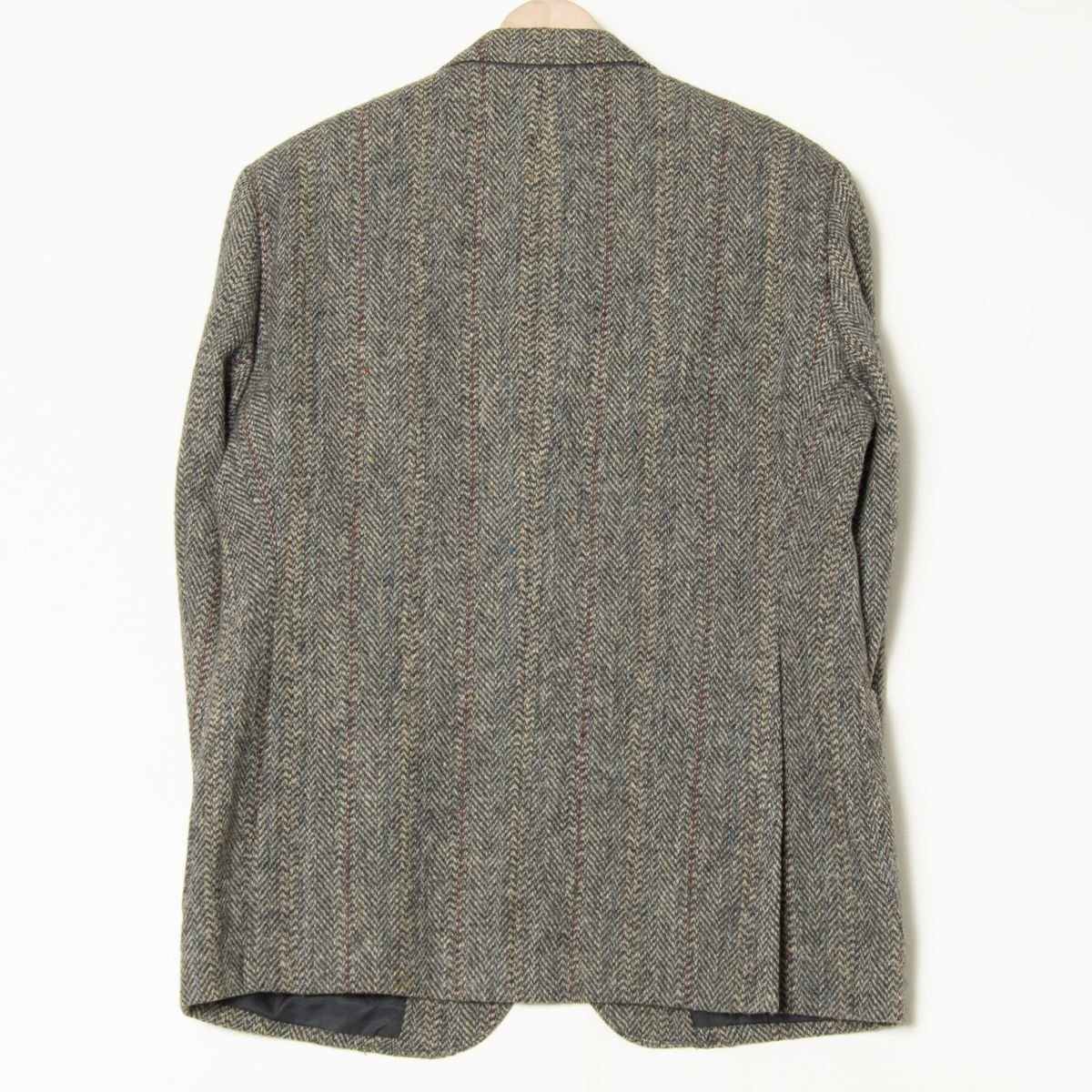 DAKS ダックス HARRIS TWEED ハリスツイード テーラード ジャケット ウール100％ 94 AB4 総裏 メンズ 古着 フォーマル 紳士 秋冬 グレー系_画像2