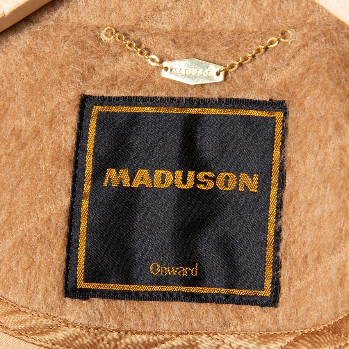 MADUSON マディソン ONWARD ウールコート アウター 肩パッド 袖丈短め ヴィンテージ オールド レトロ クラシカル 黄土色 キャメル L_画像6