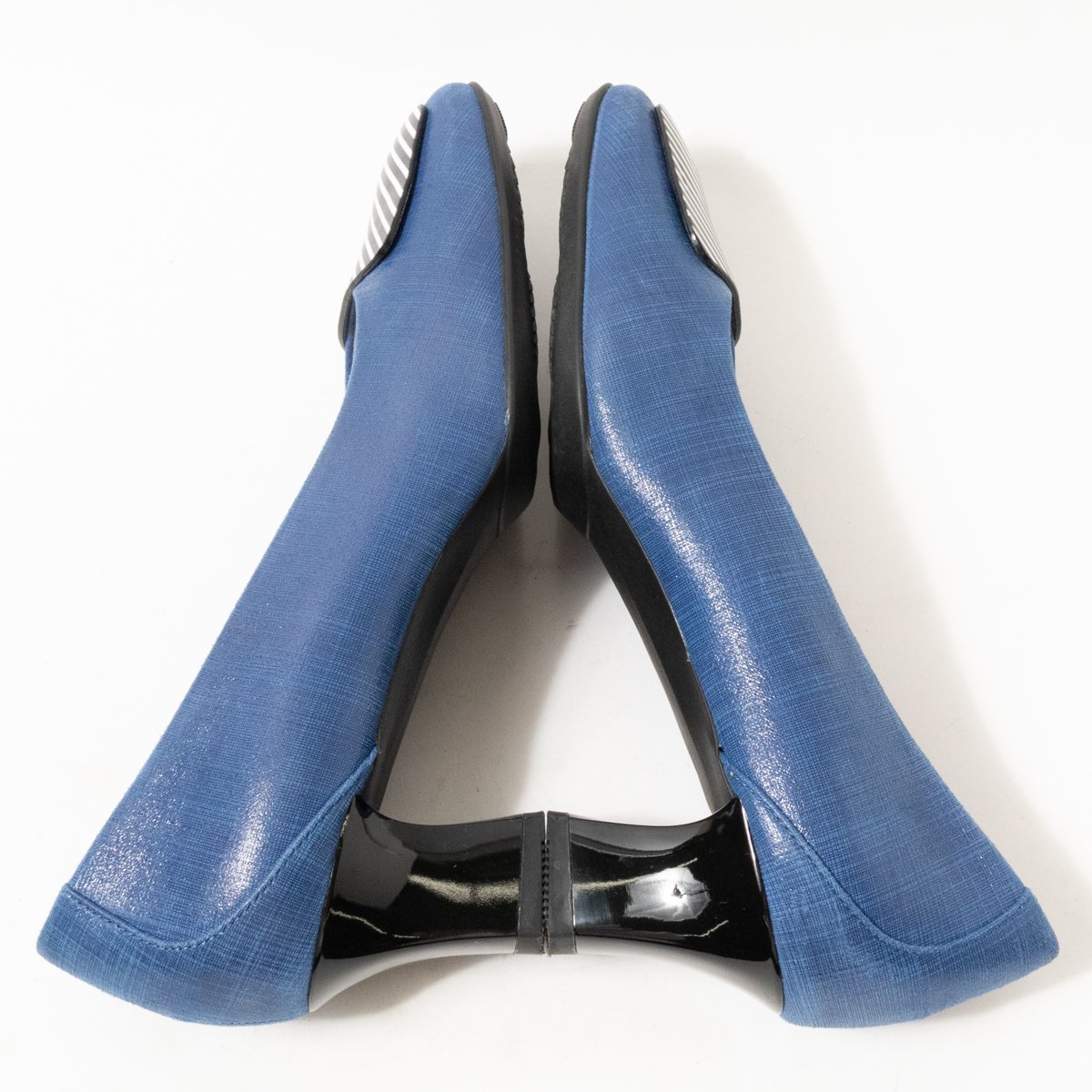 fitfit フィットフィット パンプス ブルー 青 ブラック ホワイト 23.5cm メタリック レディース レトロ スクエアトゥ シンプル きれいめ 靴_画像6