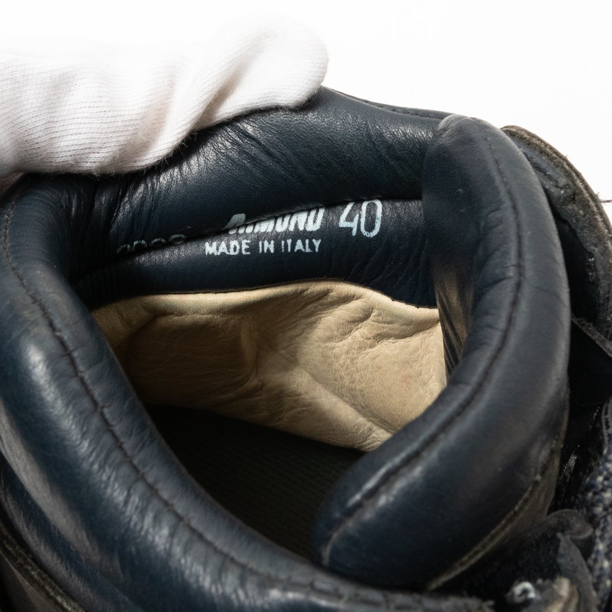 ARMOND アルモンド レザーマウンテンブーツ トレッキングシューズ ブラック 黒 40 25cm相当 イタリア製 メンズ カジュアル vibramソール 靴_画像10