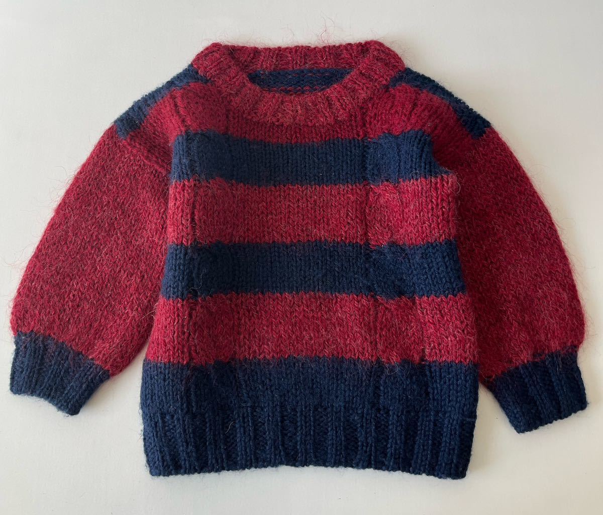 ヴィンテージ ボーダーハンドニットvintage knit アメリカ古着_画像1