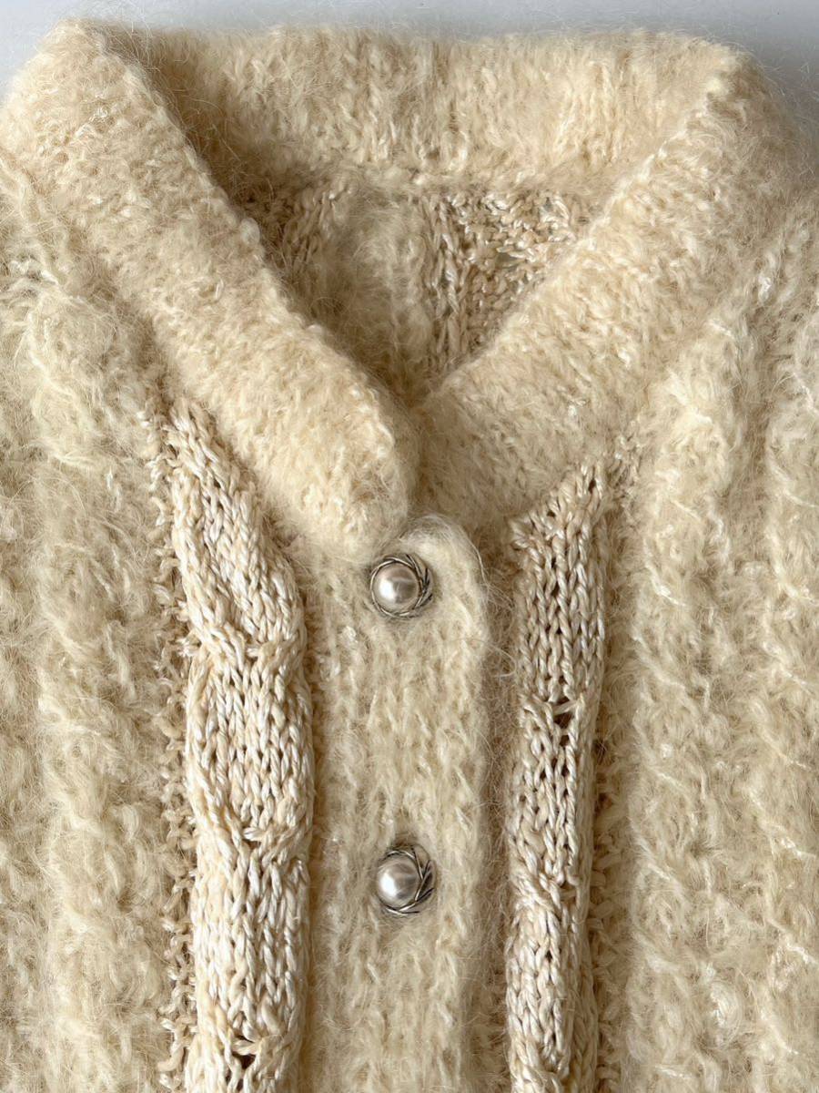 ヴィンテージ * フランスの美しいモヘアハンドニットカーディガン vintage knit cardigan France_画像4