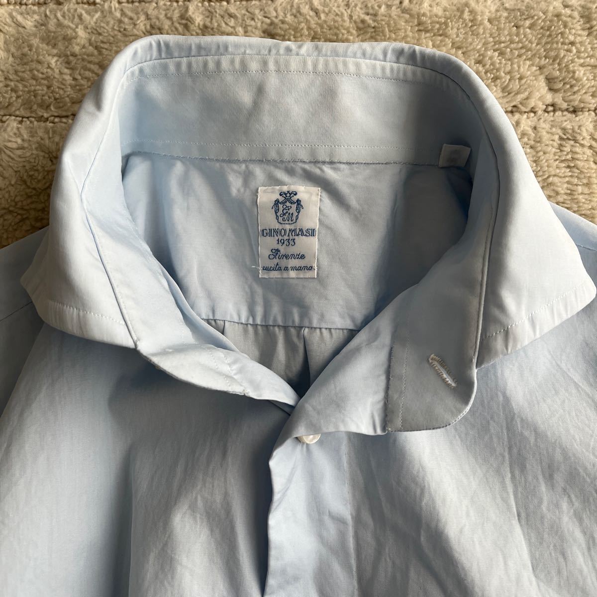 GINO MASI 手縫いドレスシャツ　サイズ40 イタリア製　長袖シャツ ライトブルー_画像3