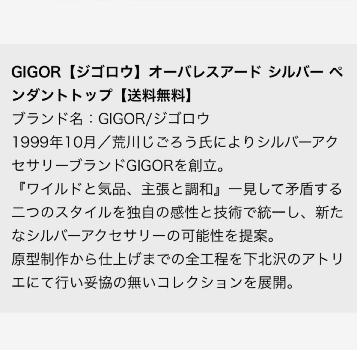 GIGORジゴロウ/フェザー オーバレスアードペンダント&ネックレスチェーン