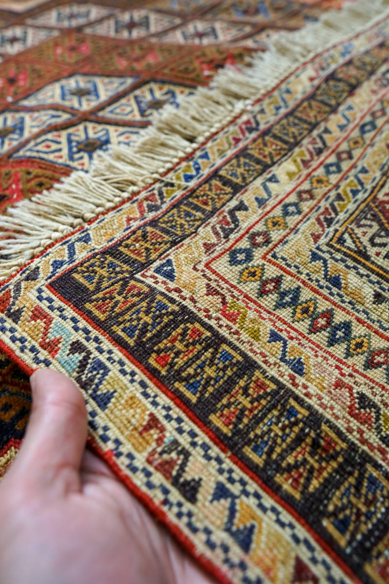 138×112cm アフガニスタン の マシュワニ手織り キリム 手織り絨毯