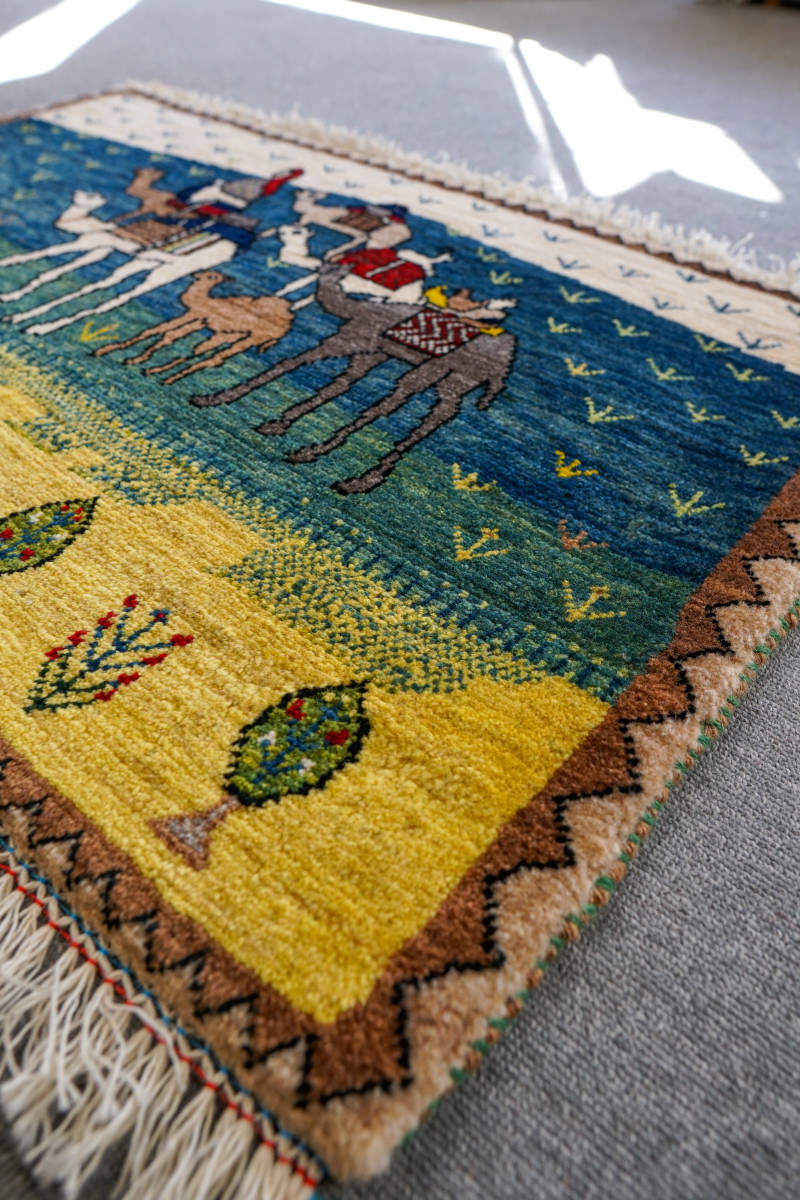 92×60cm【ペルシャ手織りギャッベ】手織りペルシャ絨毯 92×60cm【ペルシャ手織りギャッベ】手織りペルシャ絨毯
