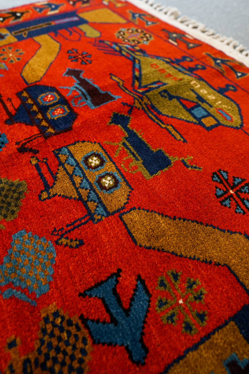 War Rug アフガニスタン手織り絨毯 size:165cm x 101cm