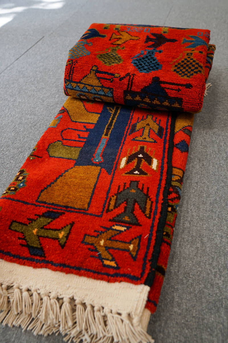 War Rug アフガニスタン手織り絨毯 size:165cm x 101cm