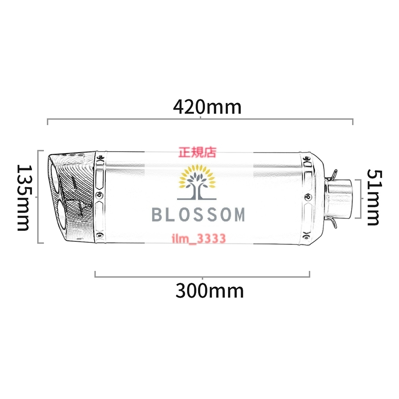 ★全国一律 送料3000円★新品未使用 汎用ヘキサゴン形状 デュアルエンドサイレンサー ステンレス製 カーボン調 XSR900/700 MT-09/07 TRACER_サイレンサー寸法