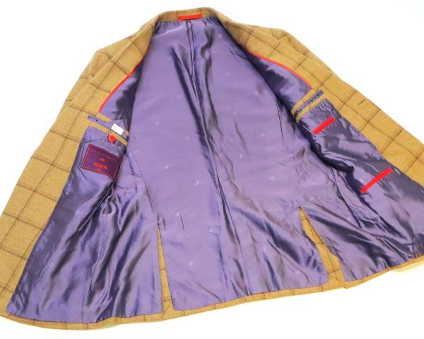 ISAIA カシミヤ シルク混 ウールチェック 2Bテーラードジャケット イザイア スーツ JACKET ブレザー シングル CASHMERE silk JKT JZ-20_画像5