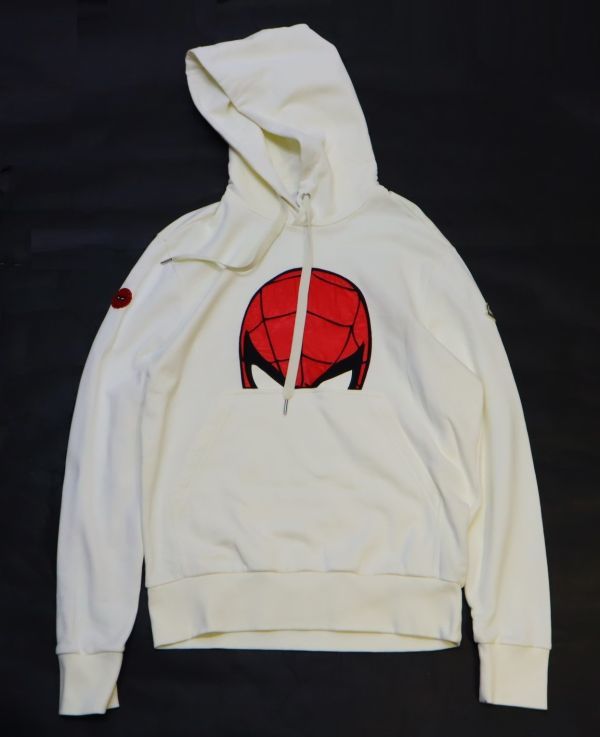 国内正規品 MONCLER Spider-Man Motif Hoodie モンクレール×スパイダーマン スウェットパーカー フーディー アイボリー L S-10_画像2