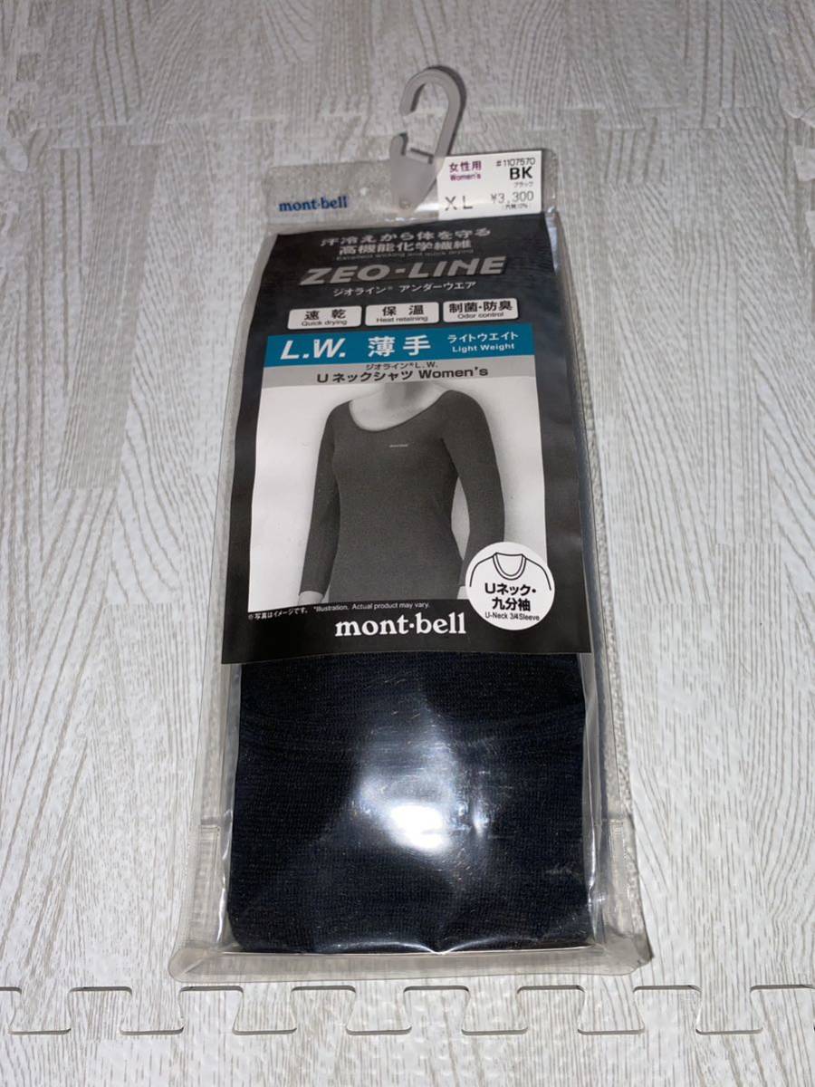  Mont Bell geo линия L.W. U шея рубашка 9 часть рукав Women\'s цвет черный размер XL 1107570