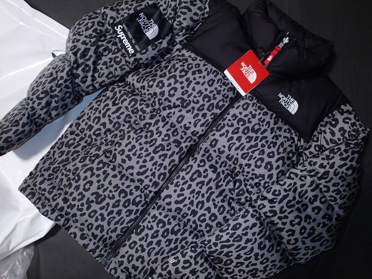 新品未使用　希少　Sサイズ　ヒョウ柄　タグ付き　SUPREME × THE NORTH FACE 11AW Nuptse 　グレー 　ヌプシ　ダウン　ジャケット_画像1