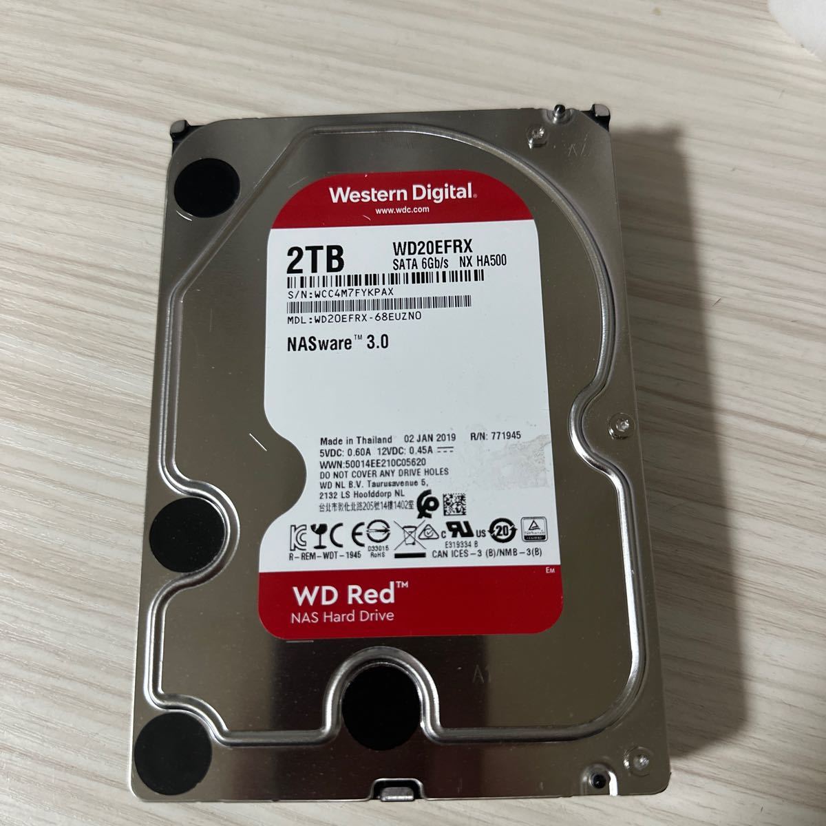 X502:【動作保証/使用0時間/AVコマンド対応】WDC WD20EFRX 3.5インチHDD SATA 2TB 2000GB_画像1