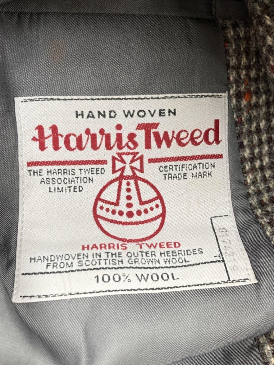 HARRIS TWEED ハリスツイード ウール100% チェック テーラード ジャケット size5/ブラウン系 ◇■ ☆ eaa9 メンズ_画像6