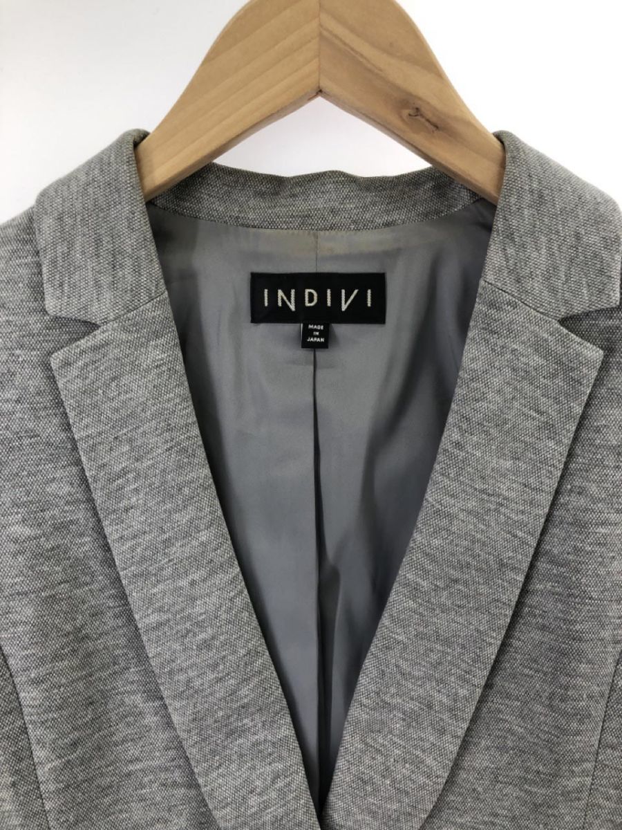 INDIVI Indivi setup jacket skirt suit size05/ gray *# * eaa9 lady's 