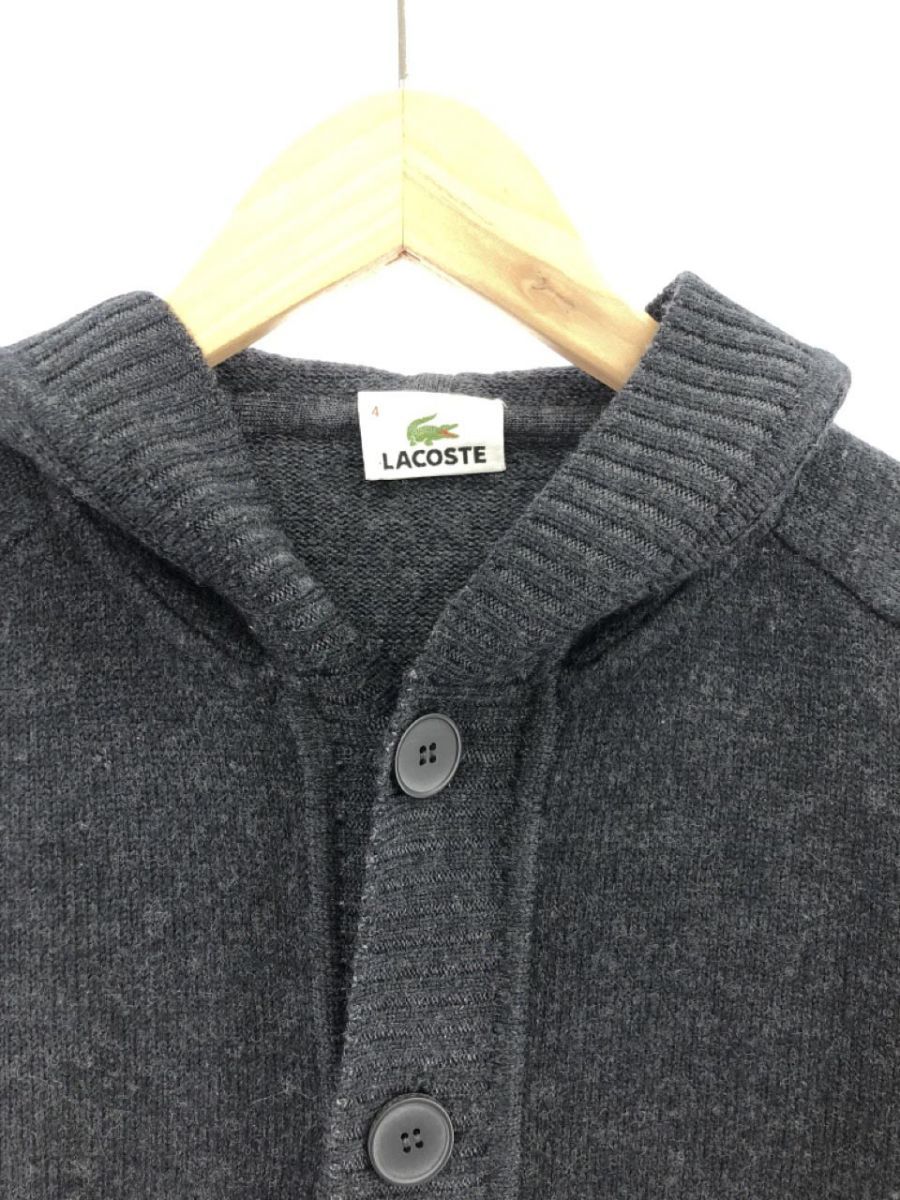 LACOSTE ラコステ ウール100% フード カーディガン size4/グレー ◇■ ☆ eaa9 レディース_画像2