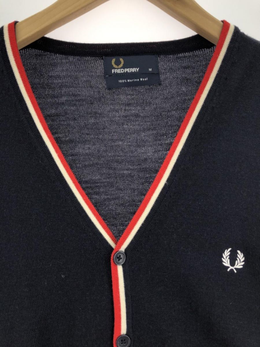 FRED PERRY フレッドペリー ウール100% カーディガン sizeM/ネイビー ◇■ ☆ eab5 メンズ_画像2