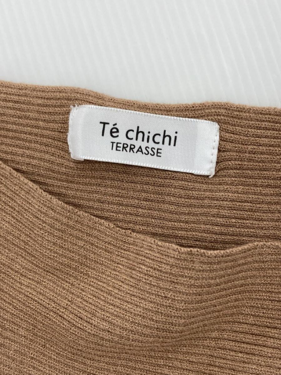 Techichi Te chichi knitted sweater sizeF/ light brown group *# * eab5 lady's 
