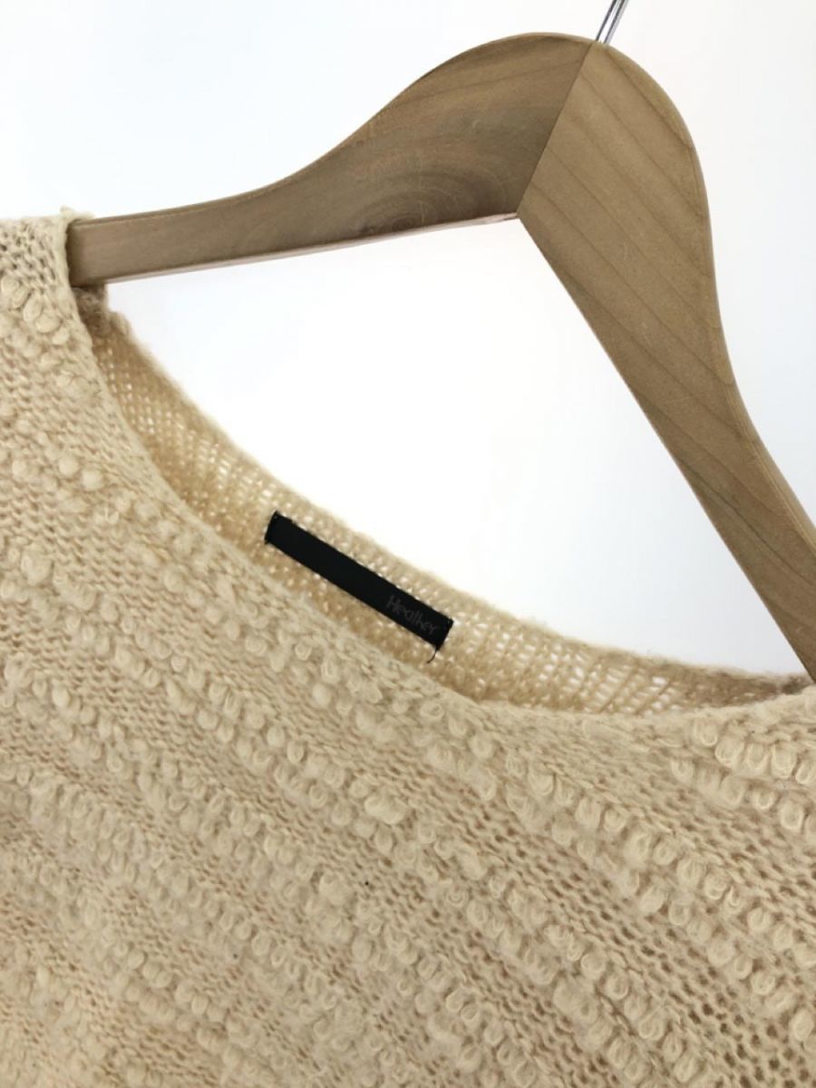 Heather Heather окантовка дизайн вязаный свитер sizeF/ бежевый *# * eac2 женский 