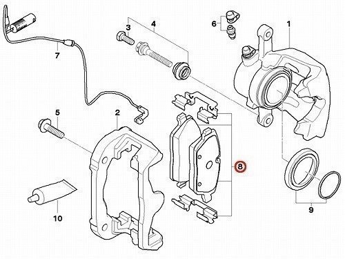 ブレーキパッド ディスクパッド フロント 左右セット R56 Cooper クーパー One ワン ME14 MF16 SR16 SU16 MINI ミニ 34116767144_純正 電子カタログ参考図