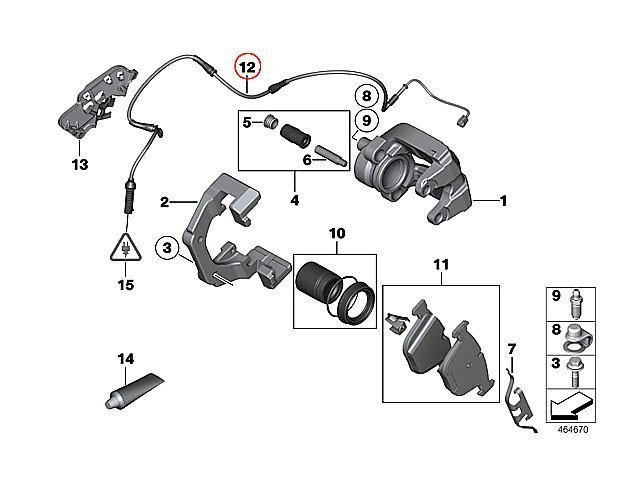 7シリーズ F01 740i 750i KA30 KA44 BMW ブレーキパッドセンサー パッドセンサー リア_純正 電子カタログ参考図