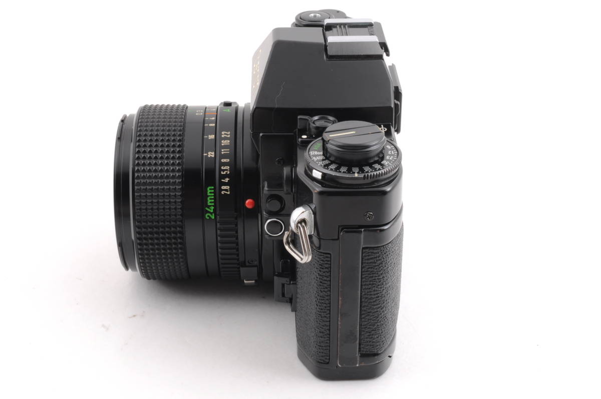 動作品 キャノン Canon A-1 レンズ NEW FD 24mm f2.8 黒 ブラック MF 一眼レフ フィルムカメラ 管K5466_画像4