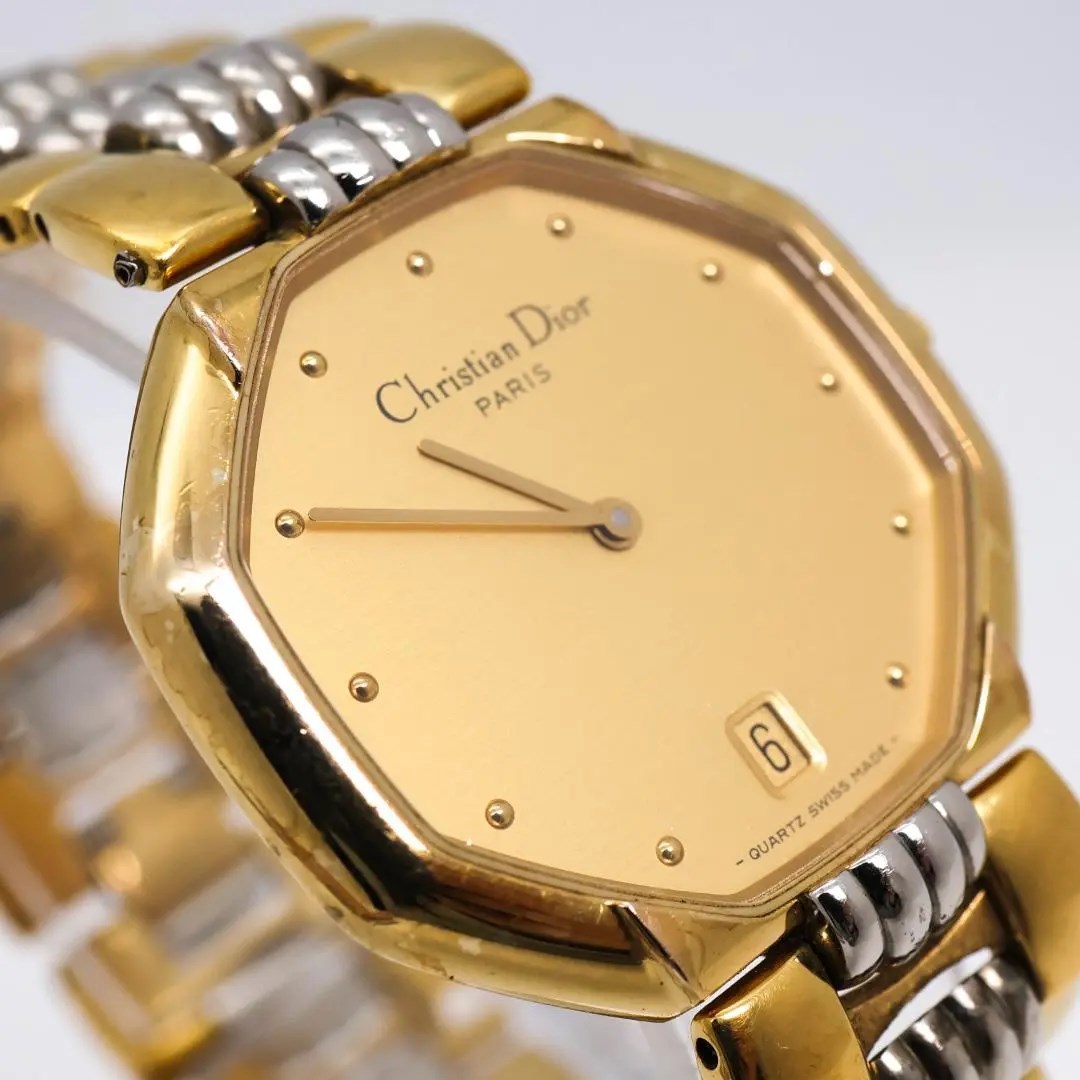 《人気》Christian Dior 腕時計 ゴールド オクタゴン デイト f