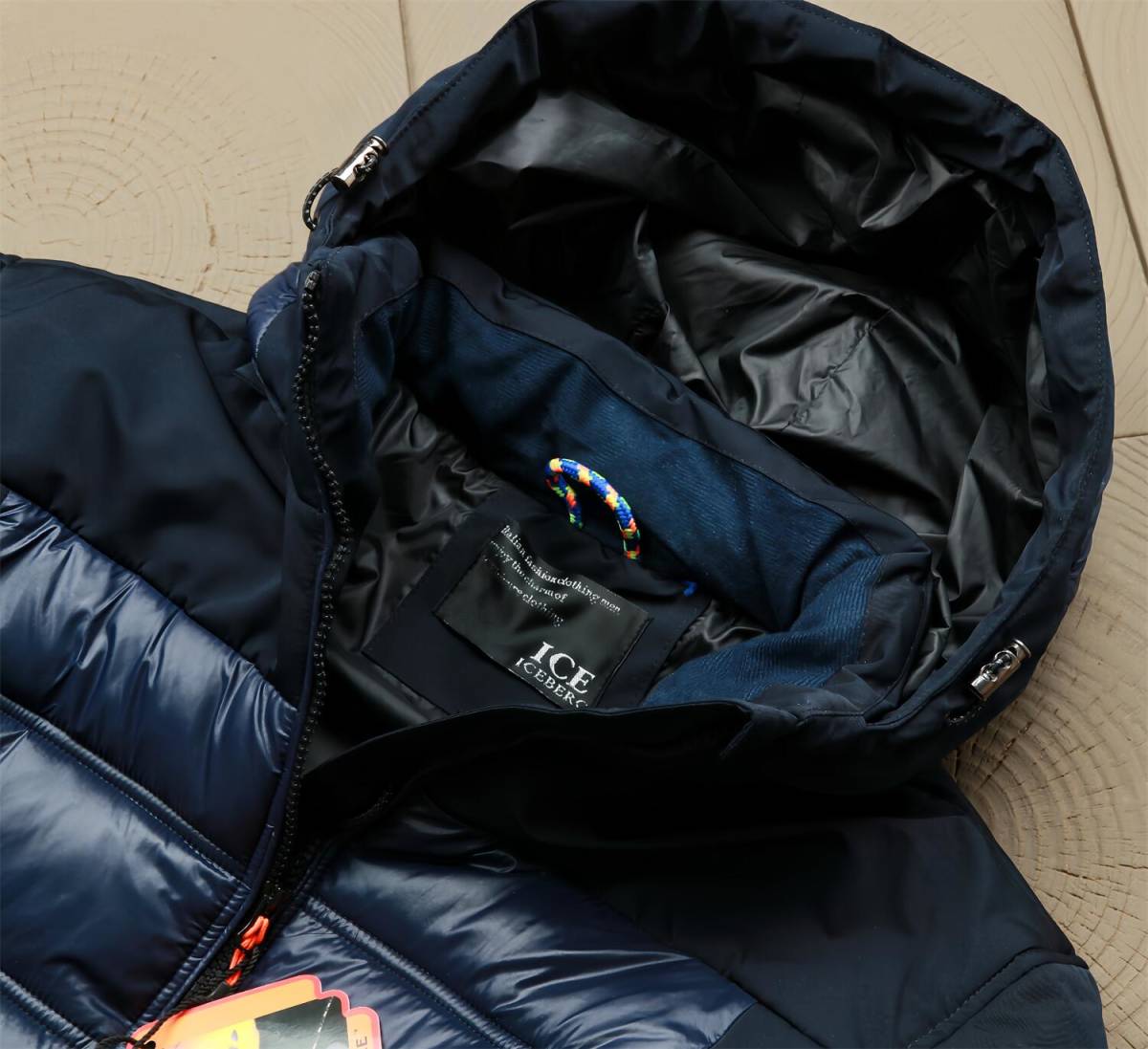 XR21 ICEBERCフランス　中綿ジャケット　メンズ　冬　XL　防寒服　厚手　フェイクダウンジャケット　パーカー　ブルゾン　軽量 ネイビー_画像5