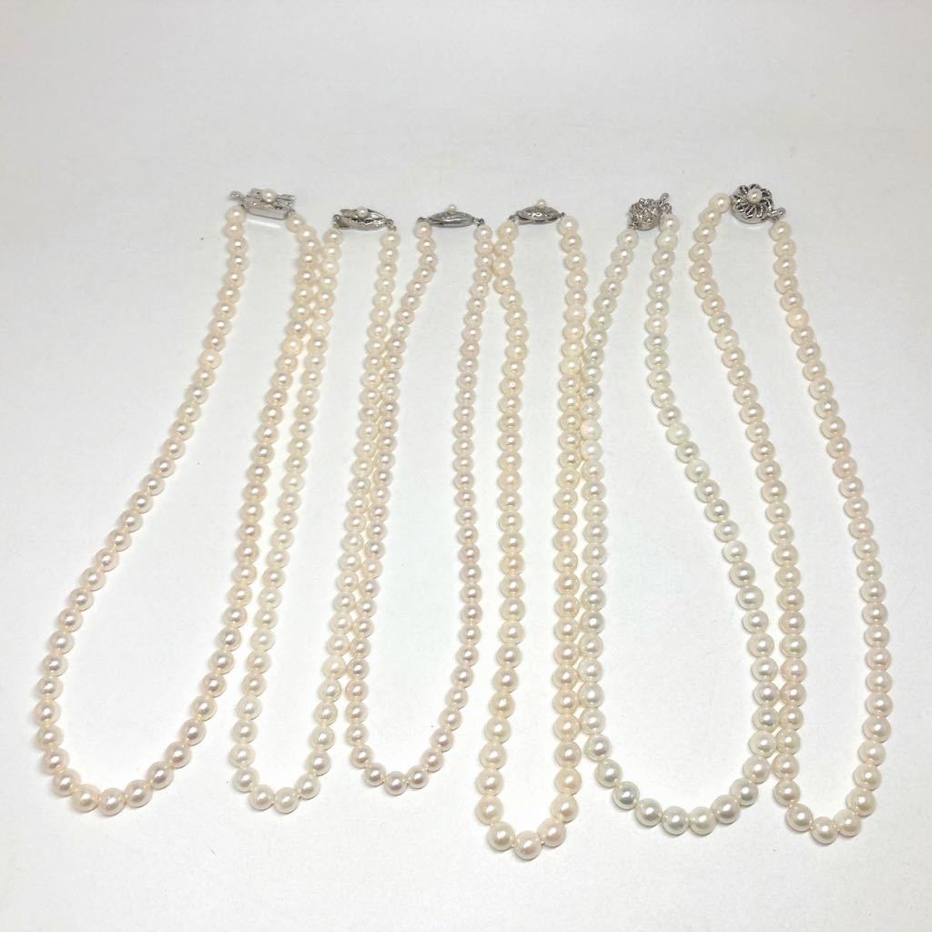 ［アコヤ本真珠ネックレス6点おまとめ］j 重量約154g 真珠 ベビーパール 約5.5~7.0mm pearl necklace jewelry ジュエリー silver DA0_画像9