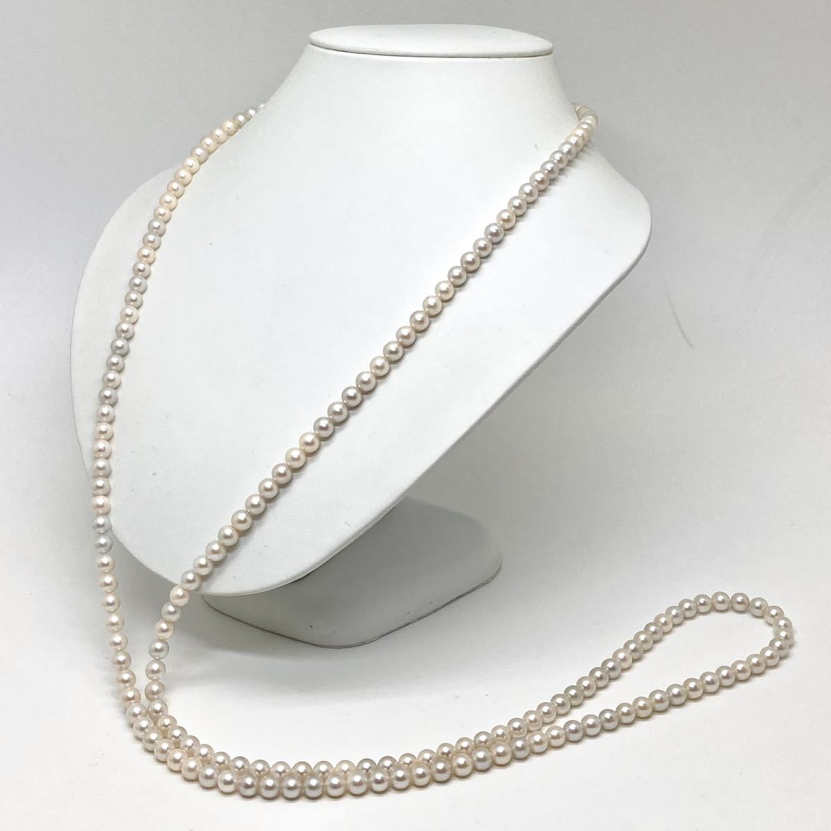 ●アコヤ本真珠ロングネックレス●j 54.7g 119cm 6.0-6.5mm珠 パール pearl necklaces silver ジュエリー DA0_画像3