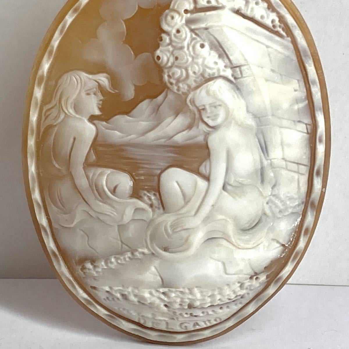 ●シェルカメオ13.0g●j 65ct 65.5×48.7mm 貴婦人 CAMEO 花 アンティーク stone 繊細 ルース 宝石 CE0_画像4