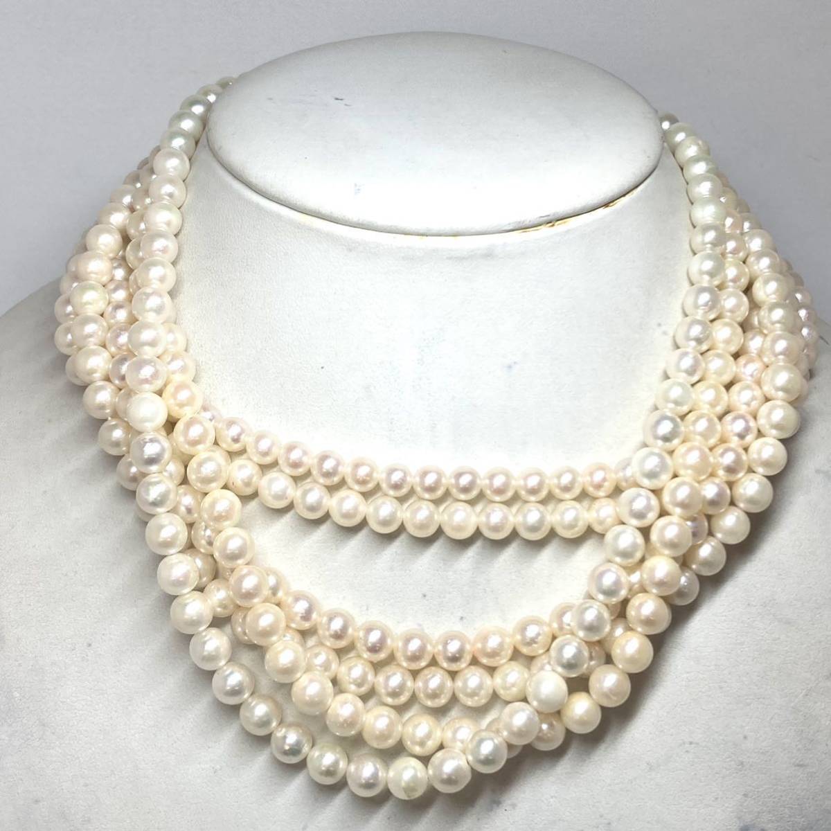 ［アコヤ本真珠ネックレス6点おまとめ］j 重量約154g 真珠 ベビーパール 約5.5~7.0mm pearl necklace jewelry ジュエリー silver DA0_画像2