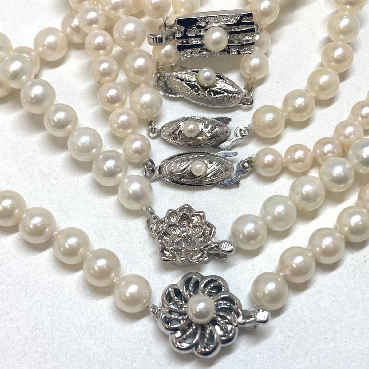 ［アコヤ本真珠ネックレス6点おまとめ］j 重量約154g 真珠 ベビーパール 約5.5~7.0mm pearl necklace jewelry ジュエリー silver DA0_画像10