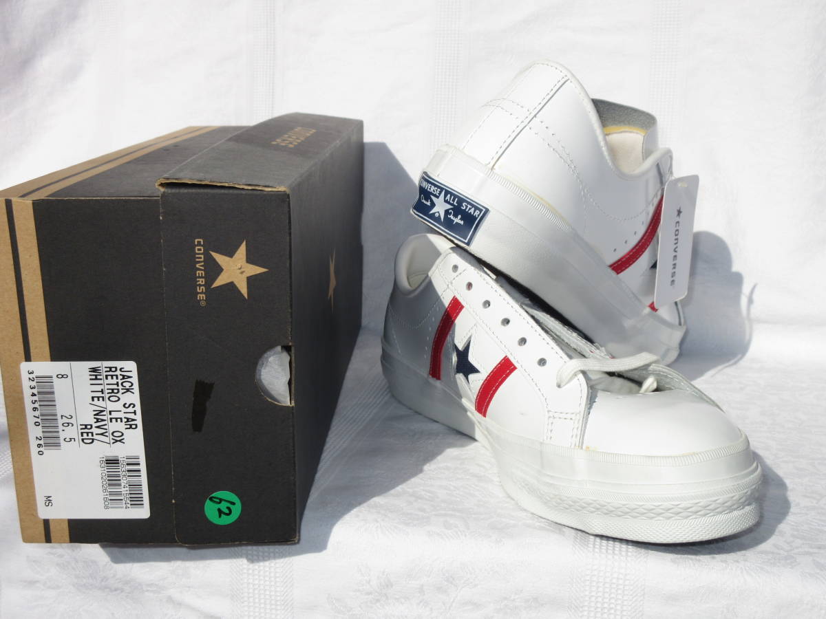 送料込 DEAD STOCKデッド 未使用品 日本製 made in JAPAN converse ジャックスターOX RETRO ワンスターJ V-3 トリコロール 26,5cm_画像4