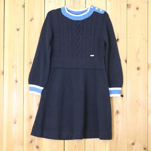 [PT12452] ブルーレーベルクレストブリッジ ワンピース ひざ丈 ニット ネイビー系 38 BLUE LABEL CRESTBRIDGE_画像1